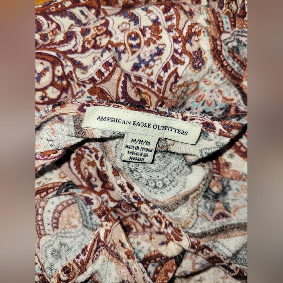 American Eagle Outfitters Brown and Blue Patterned Mini Dress - Picture 4 of 5